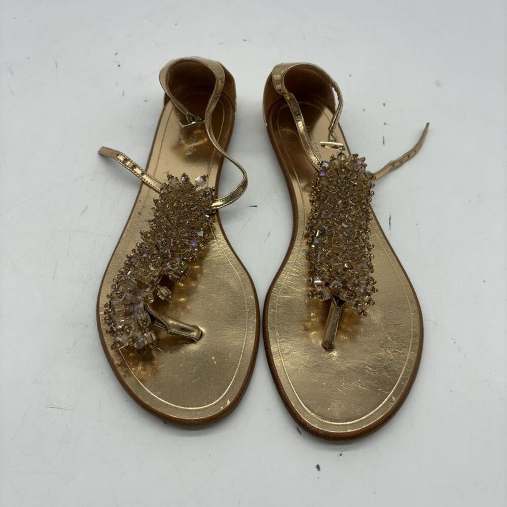 Aquazzura Gold Beaded Sandals